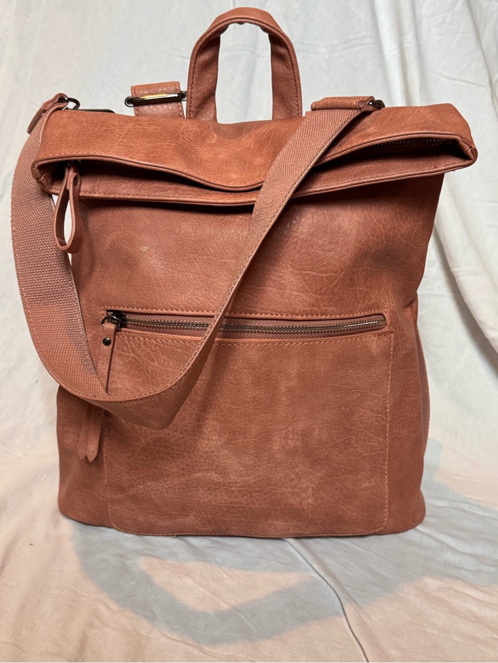 Silver Icing Journey Convertible Backpack Purse Blush Pink Vegan Leather